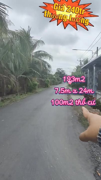 Đất nền thổ cư 193m² tại Chợ Gạo, Tiền Giang - Giá chỉ 240 triệu, sổ đỏ chính chủ!