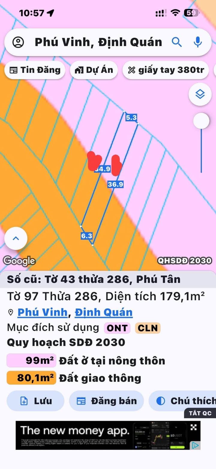 Đất nền 175m² Ấp 1 Phú Tân, Định Quán - Giá chỉ 380 triệu, nhanh tay chốt ngay!