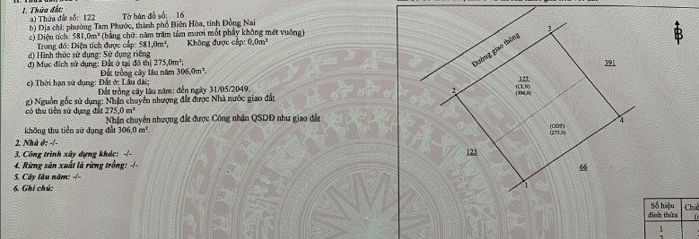 Đất ở đô thị Tam Phước, Biên Hòa 581m² giá chỉ 3.8 tỷ - Sổ đỏ chính chủ ngay!