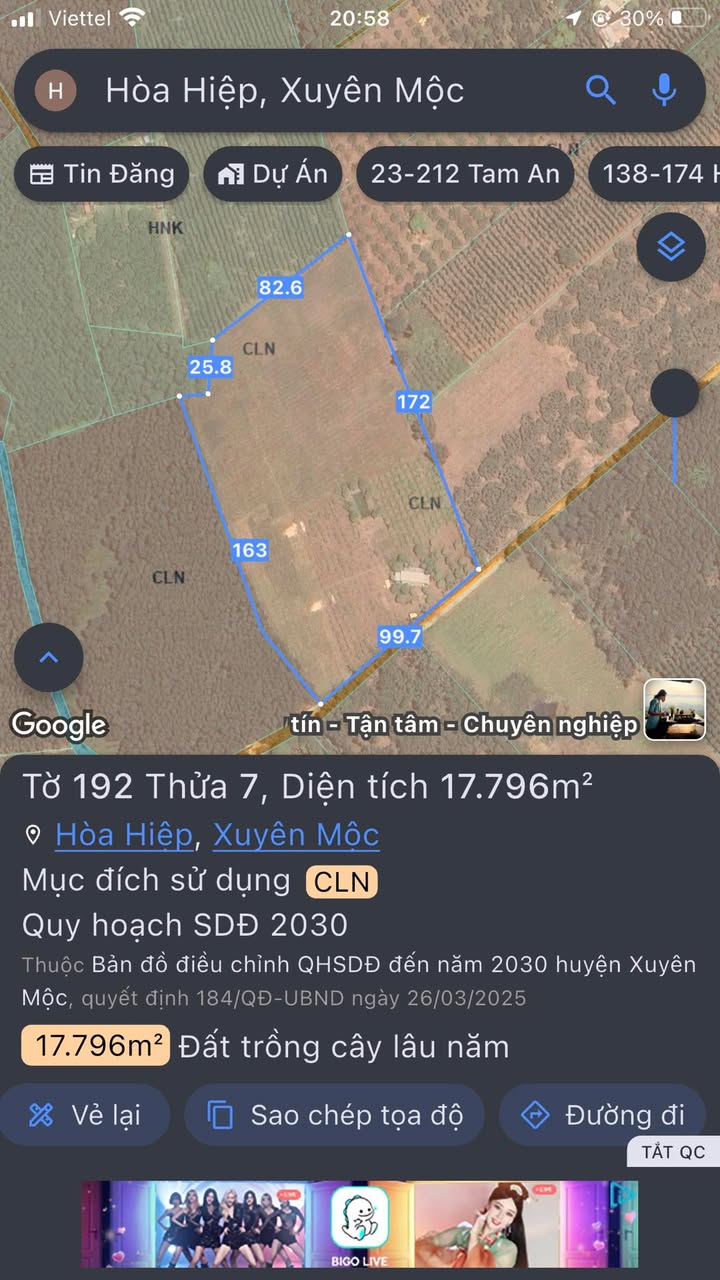 Đất nền Hòa Hiệp Xuyên Mộc 17.796m² giá 2.136 tỷ - Sổ đỏ chính chủ!