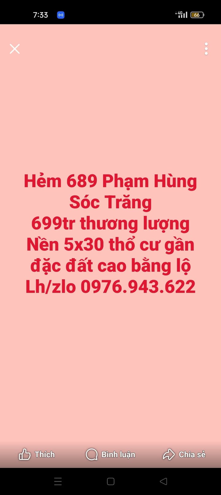 Đất nền thổ cư 150m² hẻm 689 Phạm Hùng, Sóc Trăng giá 699 triệu - Thương lượng ngay!