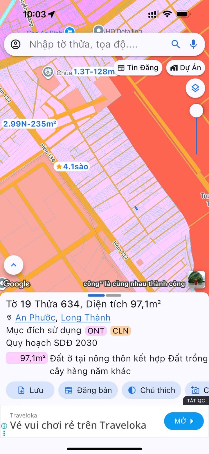 Đất ấp 8, xã An Phước, huyện Long Thành 97m² giá 1.25 tỷ - Sổ hồng riêng, thổ cư 100%!