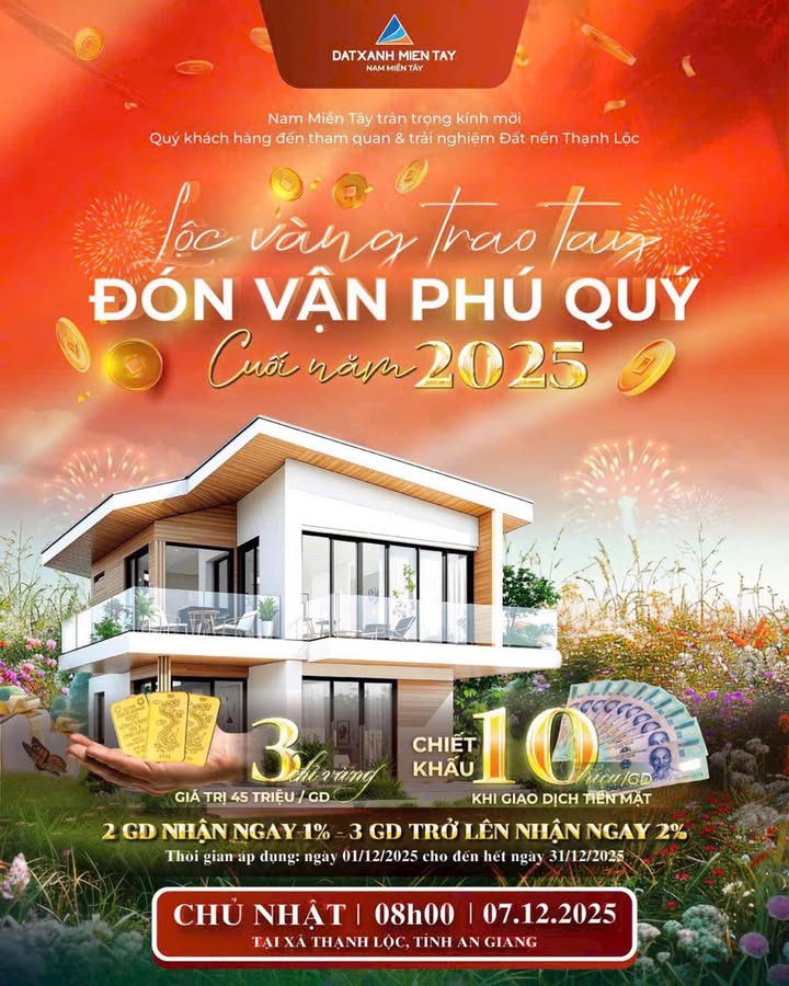 Đất nền Thạnh Lộc, Châu Thành, An Giang 200m² - Đón vận khí thịnh vượng đầu năm 2026!