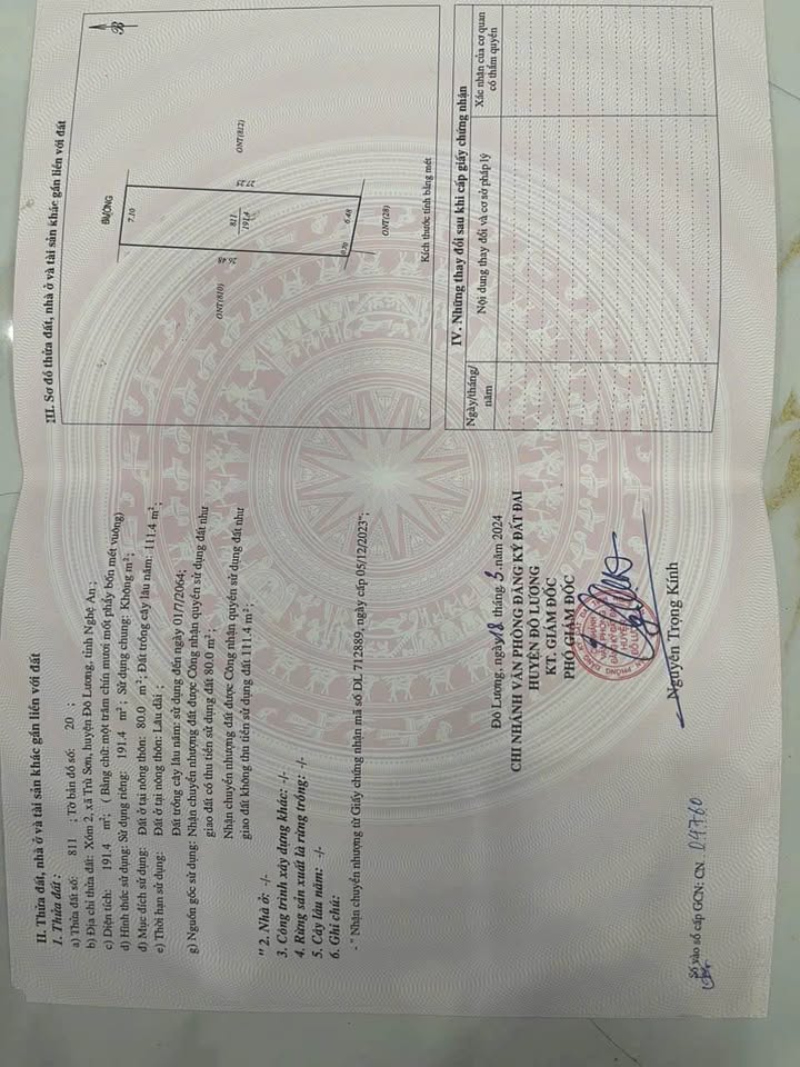 Đất nền Trù Sơn, Đô Lương 196m² giá 300 triệu - Đường bê tông thông thoáng!