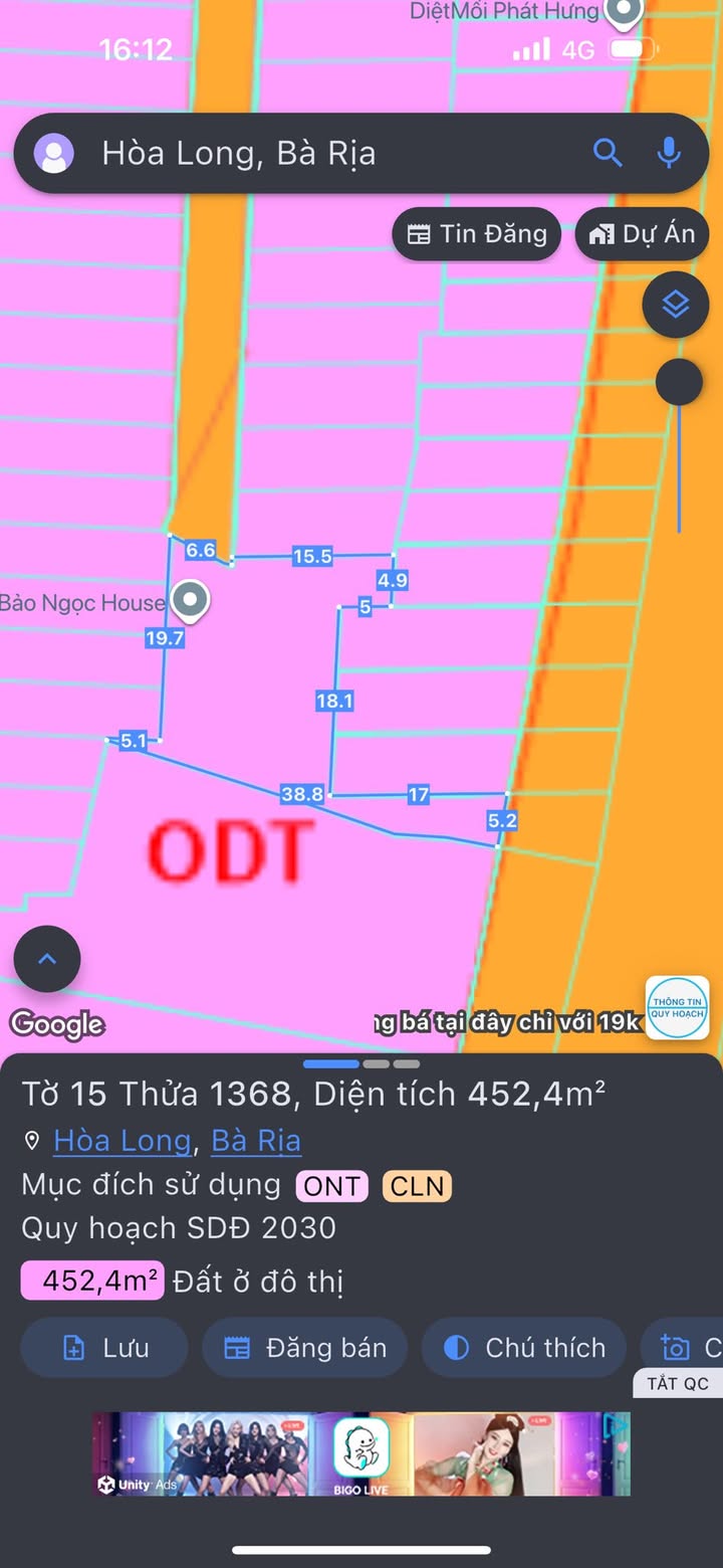 Đất mặt tiền Hương Lộ 2, Hòa Long, TP Bà Rịa 507m² giá 3.85 tỷ - Cơ hội đầu tư kinh doanh tuyệt vời!