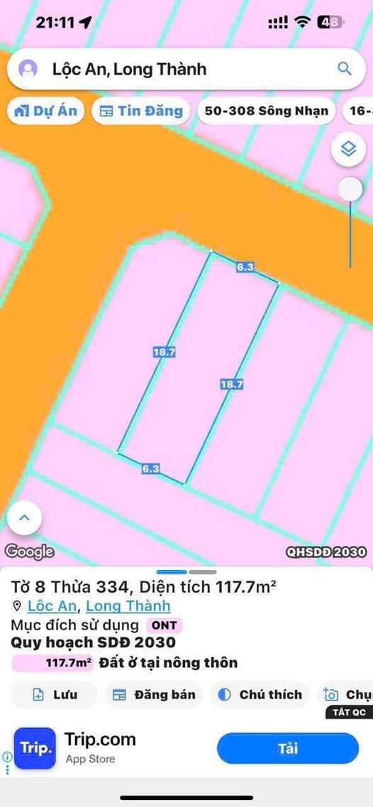 Đất thổ cư Lộc An Long Thành 118.41m² giá 2 tỷ - Tiềm năng đầu tư cao!