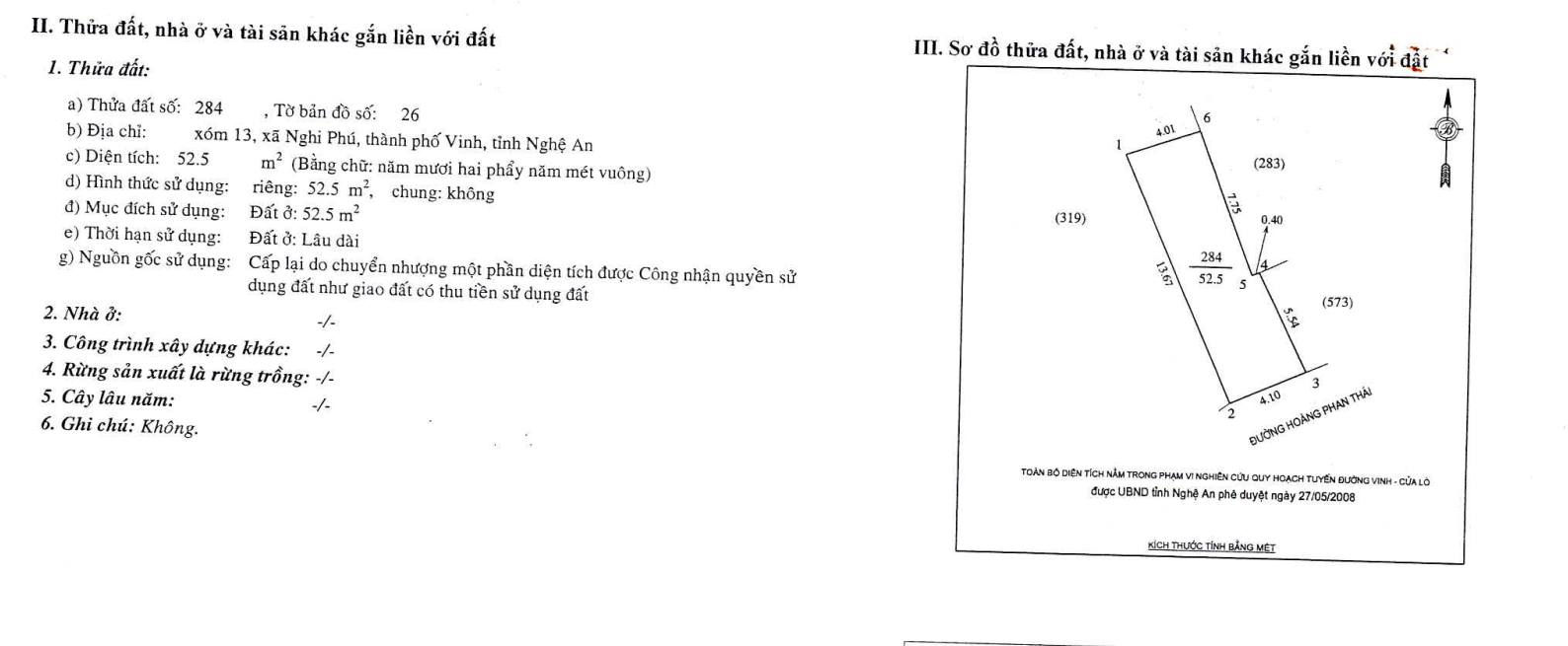Đất mặt đường Hoàng Phan Thái Vinh 52m² giá 4.7 tỷ - Vị trí đắc địa, pháp lý rõ ràng!