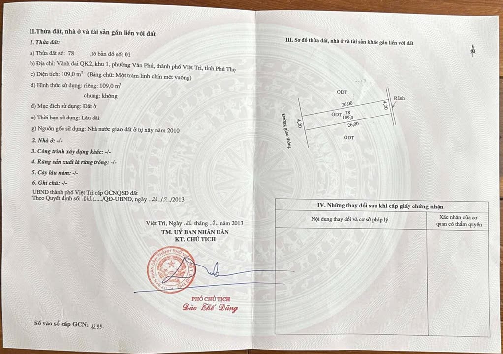 Đất thổ cư 108m² tại khu 1A Vân Phú, Việt Trì - Giá chỉ 2 tỷ!
