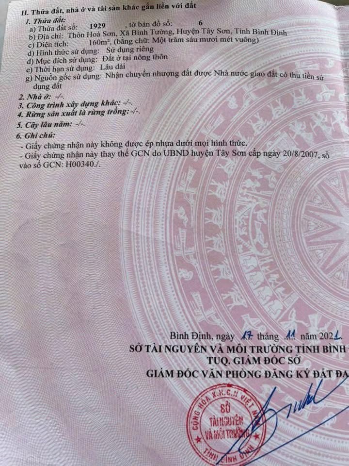 Đất nền thôn Hòa Sơn, xã Bình Tường, 160m² - Giá cực tốt, không thể bỏ lỡ!