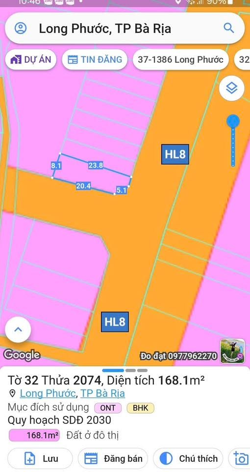 Đất nền mặt tiền Hương Lộ 8 168m² giá 2.7 tỷ - Lô góc 2 mặt tiền đẹp!