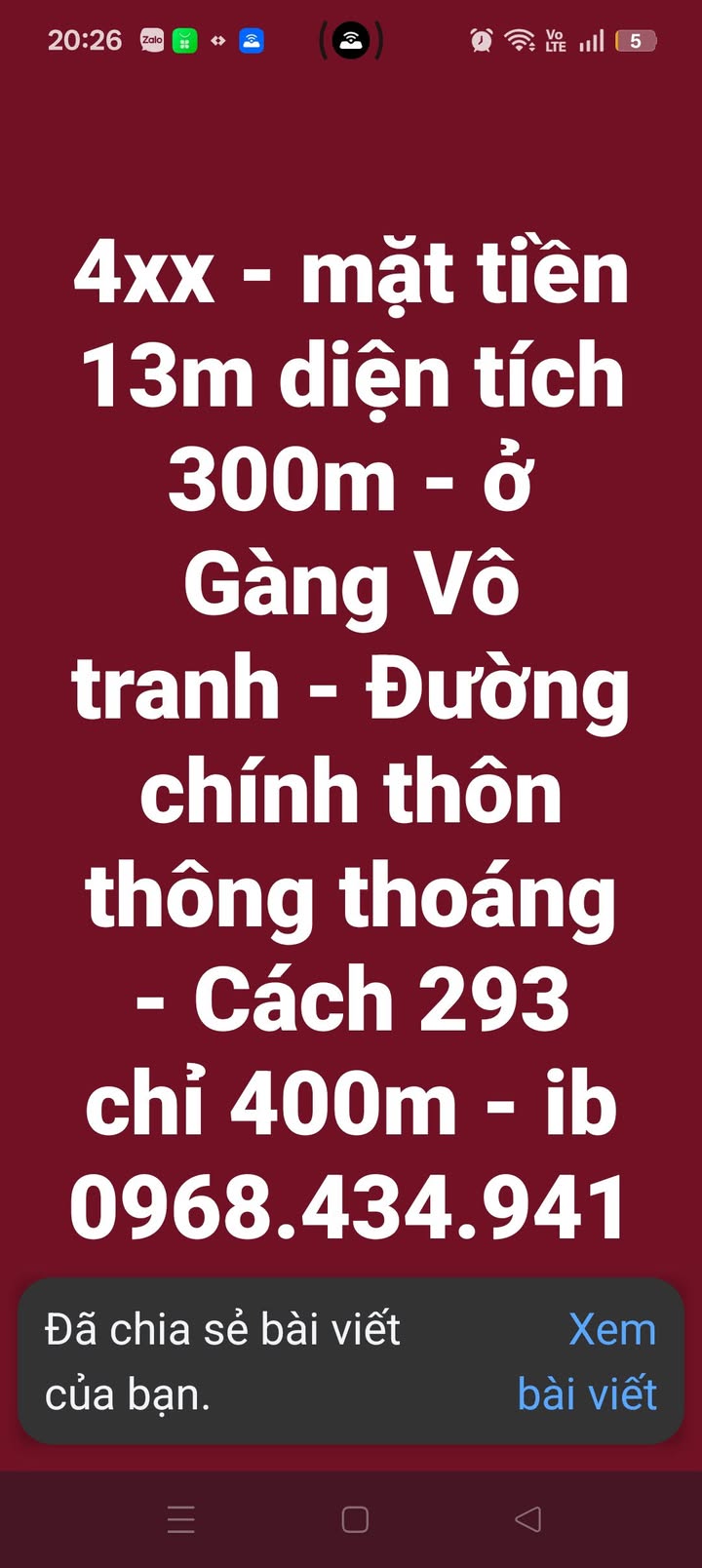 Đất nền Vô Tranh Lục Nam 300m² - Mặt tiền 13m, giá thỏa thuận hấp dẫn!