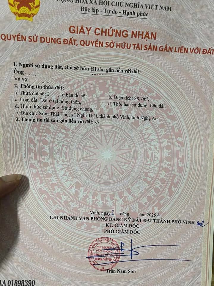 Đất Xóm Thái Thọ, Nghi Thái 88,7m² giá 1.45 tỷ - Cơ hội đầu tư hấp dẫn!