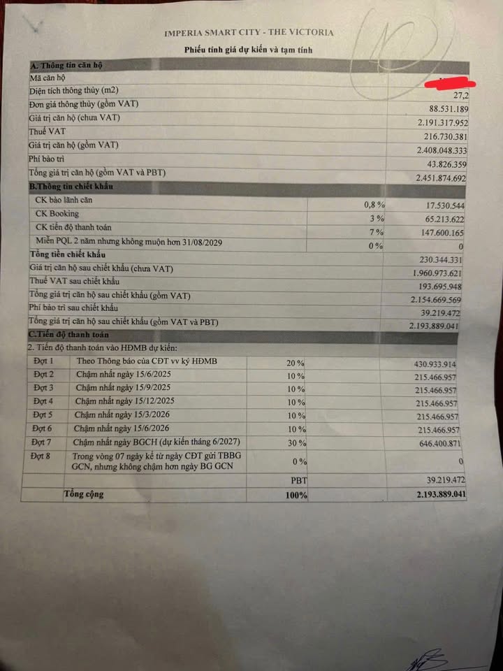 Căn hộ Studio Victoria Vinhomes Smart City 27.2m² giá 2.83 tỷ - Thanh toán linh hoạt 10%/đợt!