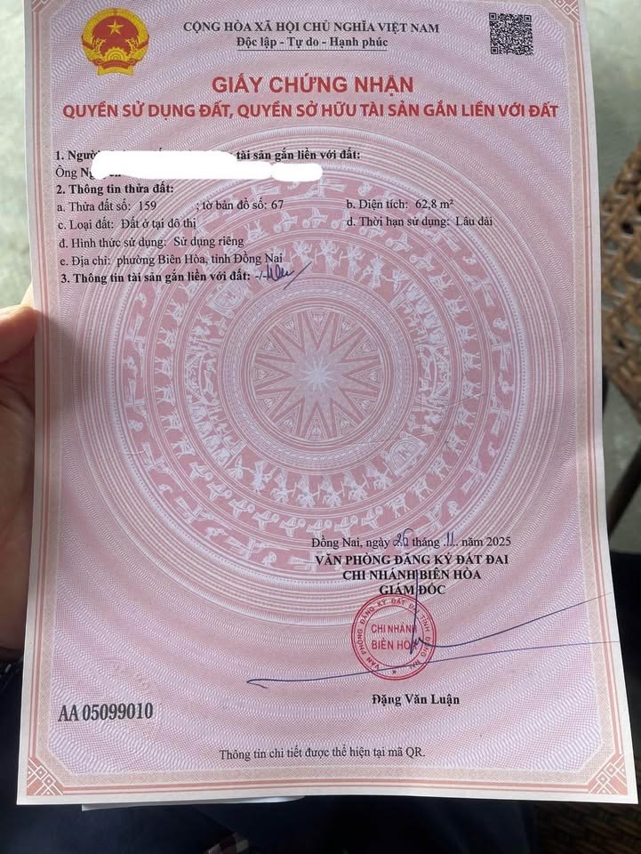 Đất nền Tân Hạnh, Biên Hòa 62.8m² giá 2.05 tỷ - Sổ đỏ chính chủ, công chứng ngay!