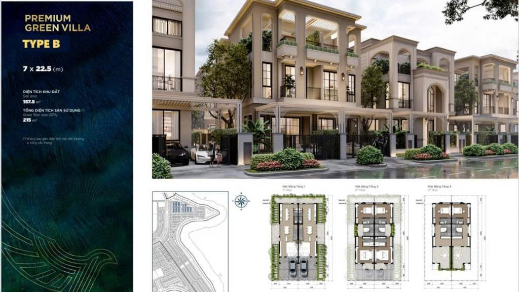 Biệt thự đảo Phượng Hoàng 157.5m² giá 8.8 tỷ - Thiết kế 3 tầng sang trọng!