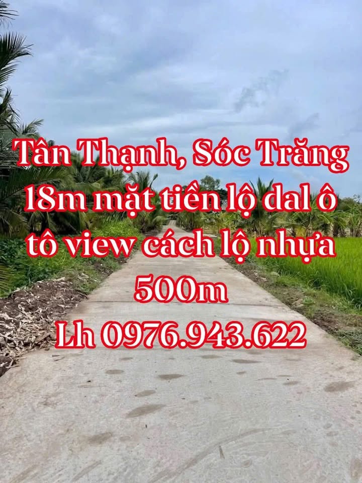 Đất nền Tân Thạnh, Long Phú, Sóc Trăng 1000m² giá 249 triệu - Mặt tiền lộ ô tô 18m