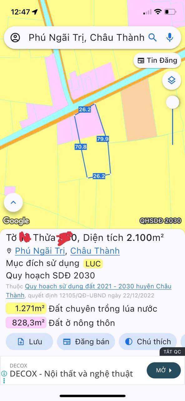 Đất nông nghiệp 2000m² tại Phú Ngãi Trị, Châu Thành, Long An - Giá tốt cho đầu tư!