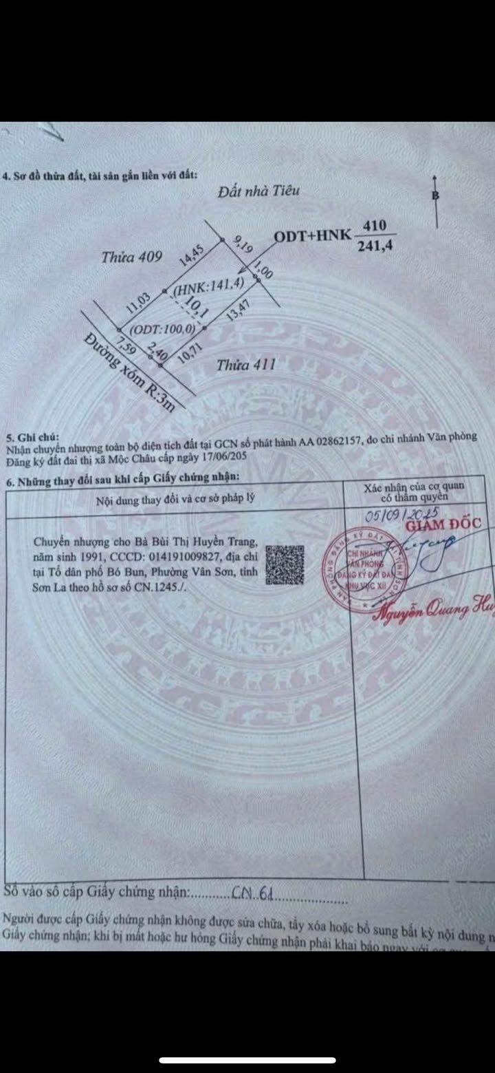 Đất thổ cư Vân Sơn, Mộc Châu 250m² giá 4 tỷ - Khu vực phát triển sôi động!