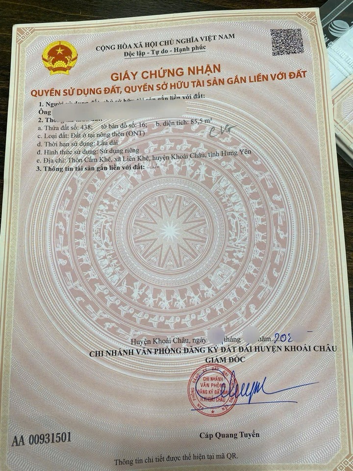 Đất 85,8m² tại Thôn Cẩm Khê, Khoái Châu - Giá chỉ 2x triệu/m², đầu tư sinh lời hấp dẫn!