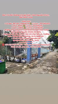 Đất nền đường ô tô Nguyễn Chích, Nha Trang 90m² giá chỉ 39 triệu/m² - Cơ hội đầu tư hấp dẫn!