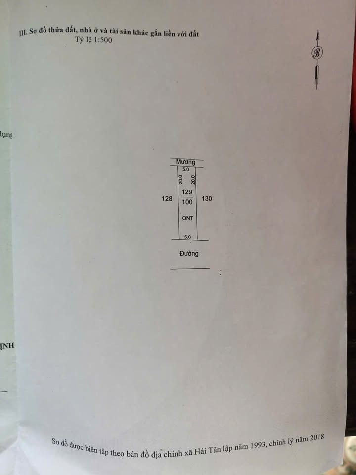 Đất thổ cư xóm 1 xã Hải Tân 100m² giá 900 triệu - Đường rộng, gần chợ và trường mầm non!