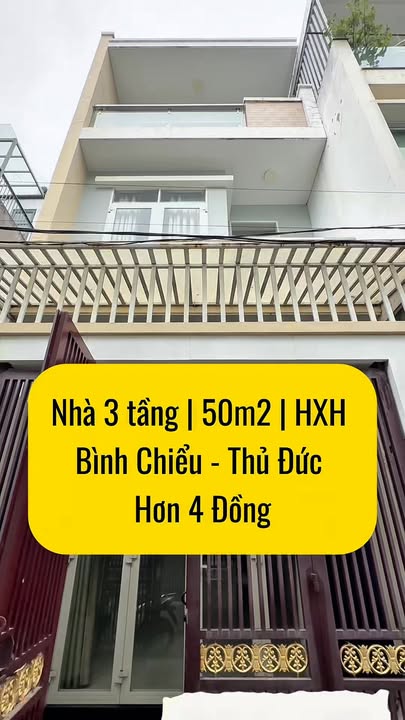 Nhà 3 tầng Bình Chiểu Thủ Đức 50m² giá 4 tỷ - Ô tô vào tận nhà!