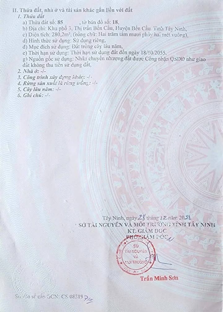 Đất nền khu phố 3 Thị Trấn Bến Cầu 280m² giá 1.4 tỷ - Đầu tư kinh doanh tốt!