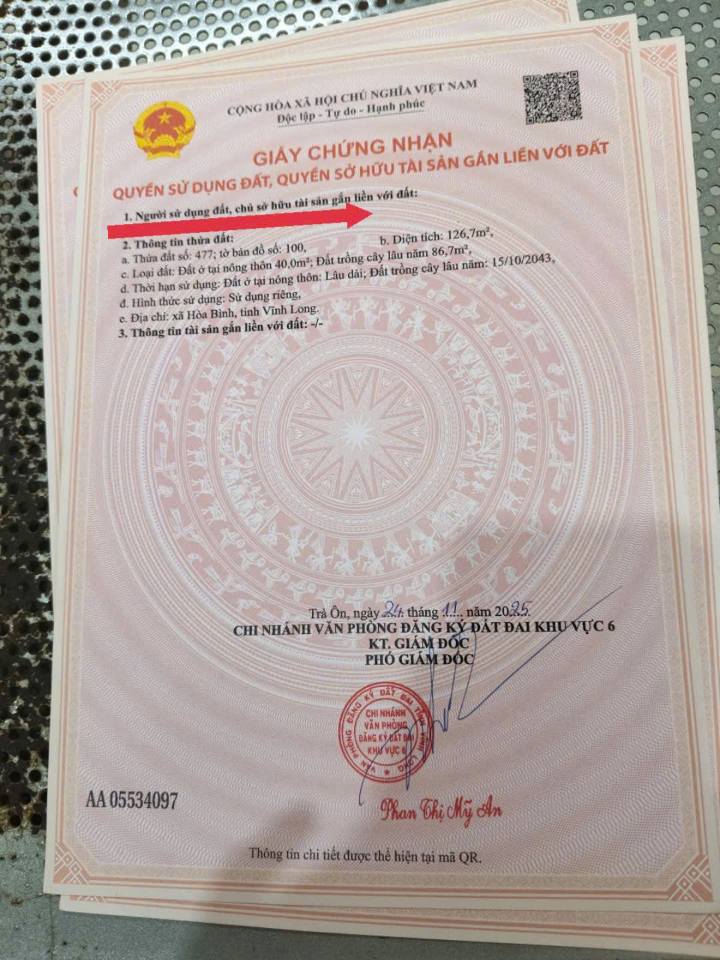 Đất nền Hòa Bình, Trà Ôn, 105m² giá 160 triệu - Nền góc 2 mặt tiền