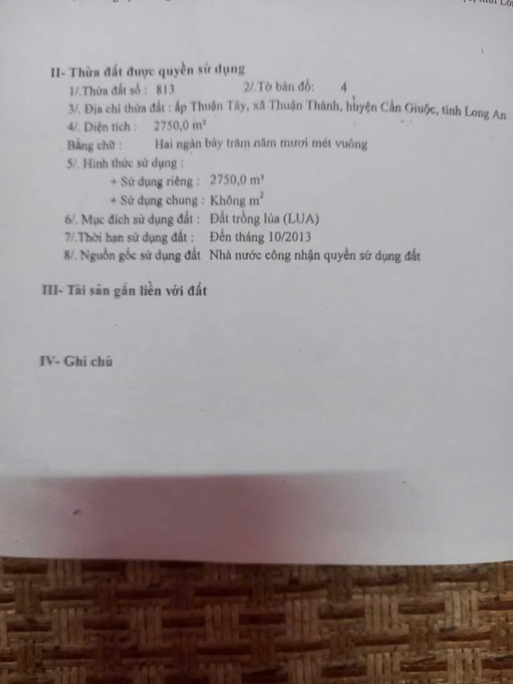 Đất nông nghiệp 2750m² xã Thuận Thành, Cần Giuộc - Bán gấp 480 triệu!