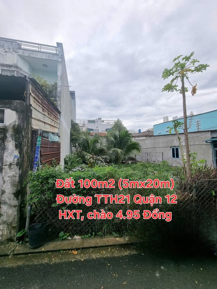 Đất thổ cư 100m² tại Tân Thới Hiệp 21 giá 4.95 tỷ - Cơ hội đầu tư tuyệt vời!