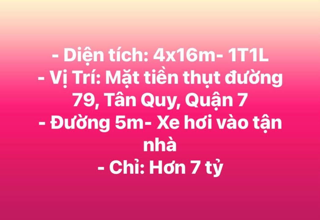 FrontHouse mặt tiền đường 79 Tân Quy 64m² giá 7.8 tỷ - Pháp lý rõ ràng!