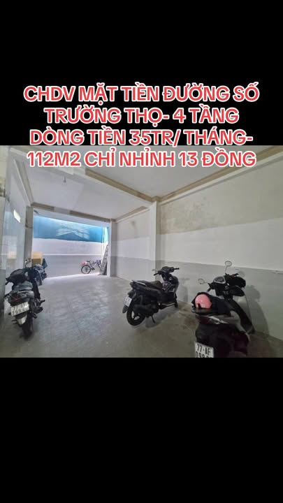 Căn hộ dịch vụ mặt tiền đường Trường Thọ 112m² giá 13 tỷ - Dòng tiền ổn định 35 triệu/tháng!