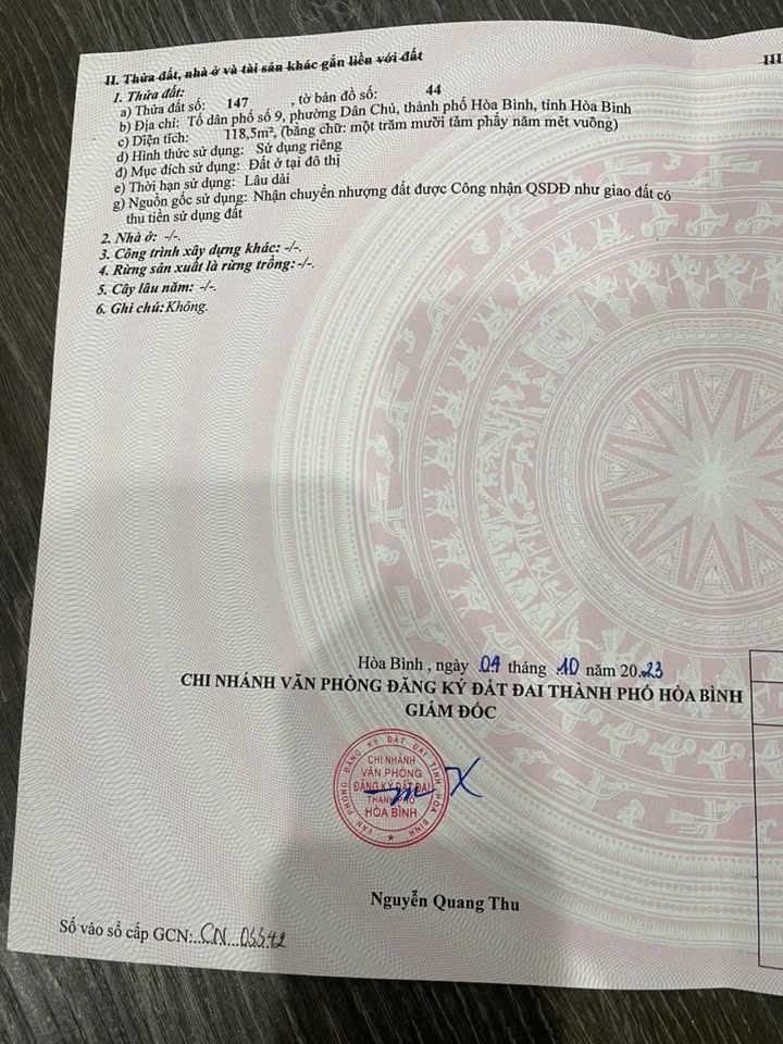 Đất thổ cư Tổ 9, Phường Dân Chủ, 118m² chỉ 950 triệu - Cơ hội đầu tư sinh lời!