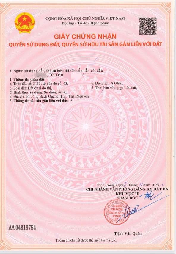 Đất nền Bách Quang, Sông Công 83m² giá 1 tỷ - Đầu tư sinh lời ngay!