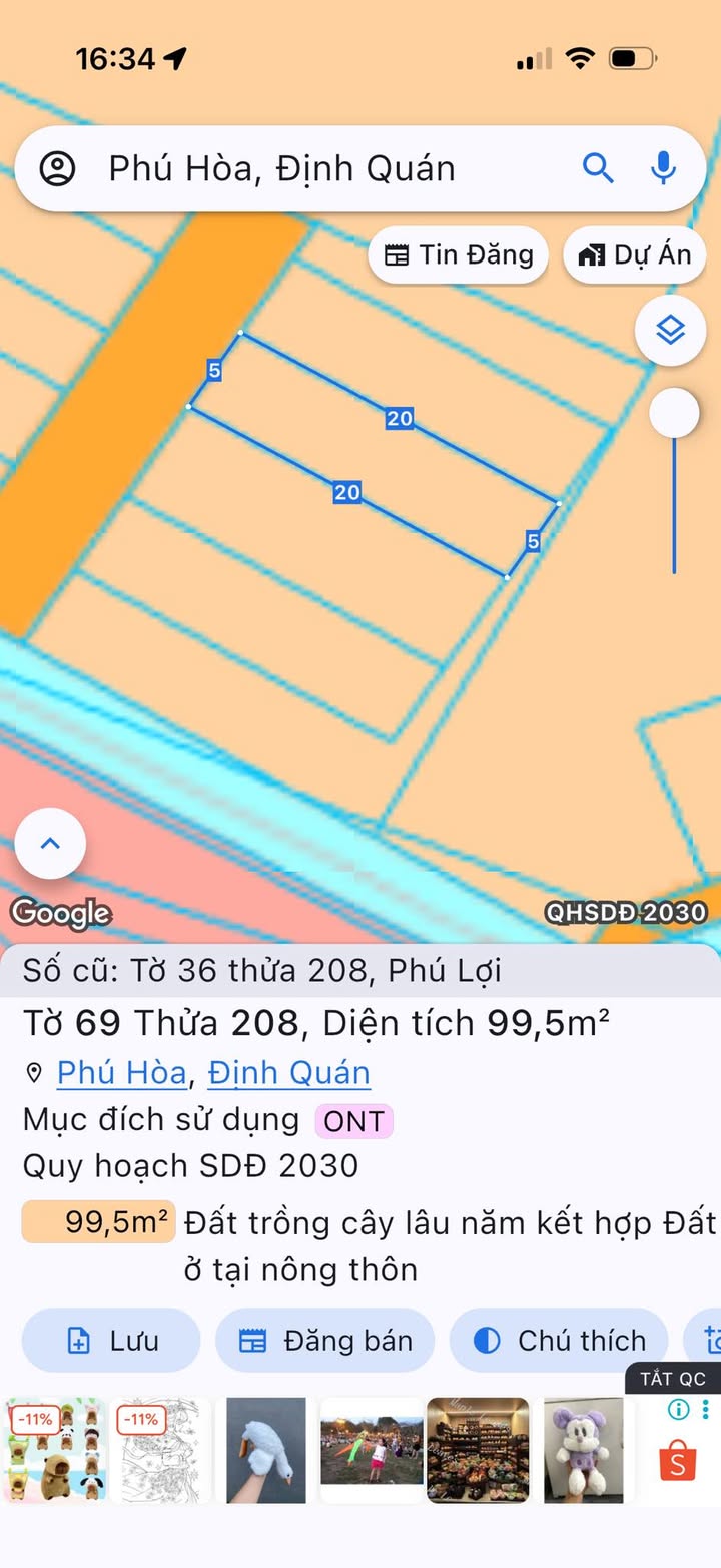 Lô đất thổ cư 100% tại chợ mới Gia Canh 100m² chỉ 550 triệu - Cơ hội đầu tư hấp dẫn!