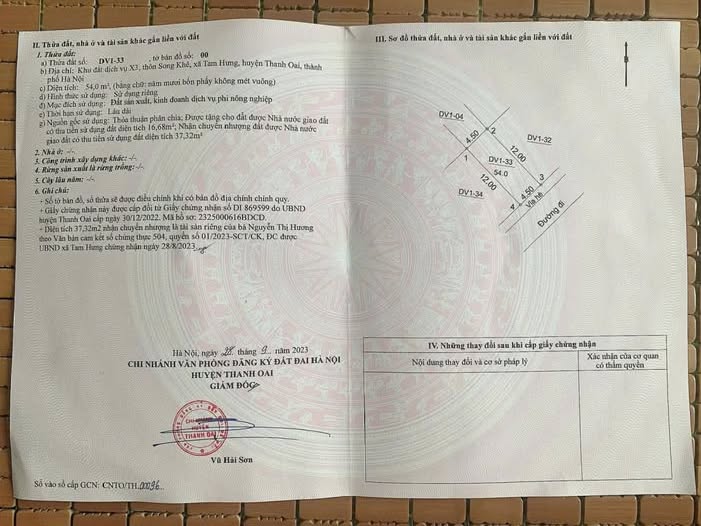 Đất dịch vụ X3 - Thanh Oai 54m² giá 7.668 tỷ - Sổ đỏ chính chủ, xây dựng ngay!