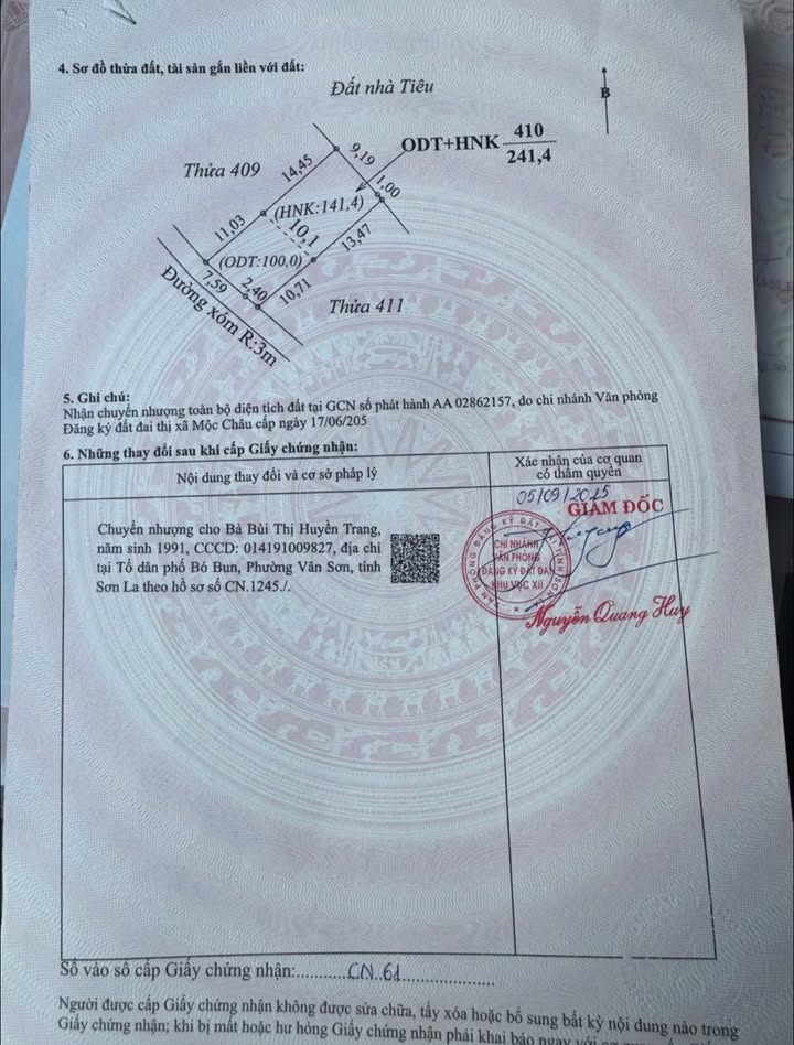 Bán lô đất 250m² tại Vân Sơn, Mộc Châu - Đường rộng ô tô tránh nhau!