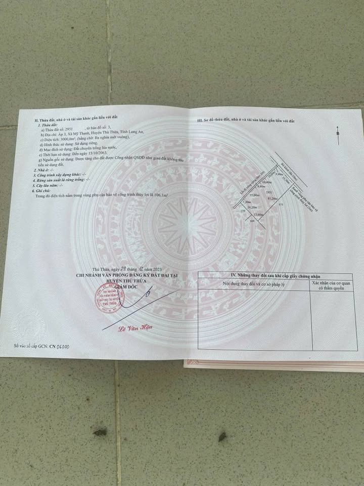 Đất mặt tiền kênh Mỹ Thạnh Thủ Thừa Long An 3.539m² giá 2.123 tỷ - Đầu tư sinh lời ngay!