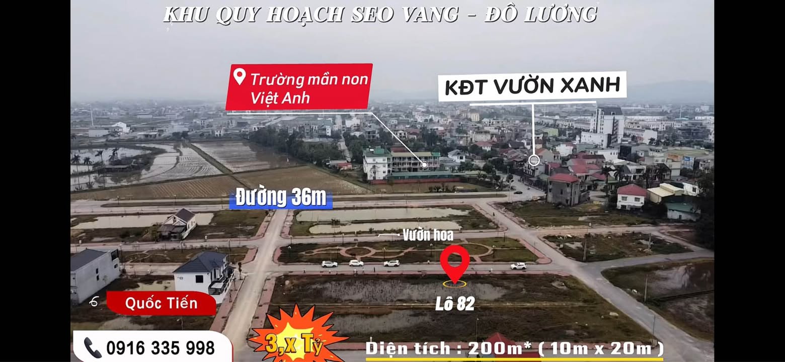 Đất nền Đà Sơn - Đô Lương 200m² giá 3 tỷ - Cơ hội đầu tư hấp dẫn!