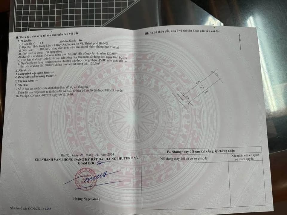 Đất Thụy An Ba Vì 180m² giá chỉ 8xx triệu - Mặt tiền vuông vắn, vị trí đẹp!