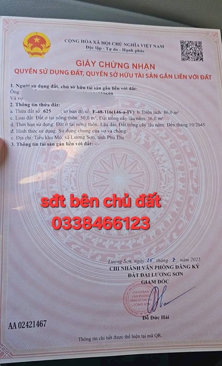 Đất nền Lương Sơn 90m² giá 1.4 tỷ - Sổ đỏ chính chủ, nhanh tay sở hữu!