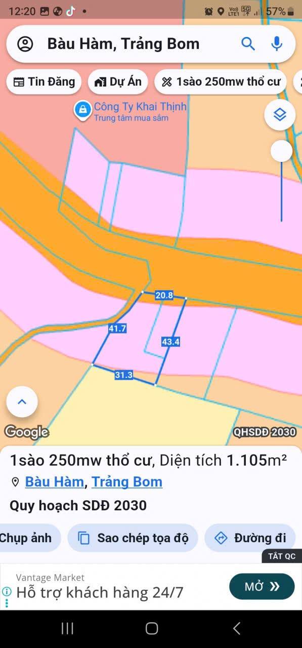 Đất mặt tiền đường Vĩnh Tân cây Điệp, Bàu Hàm, 1136m² - Đầu tư sinh lời ngay!