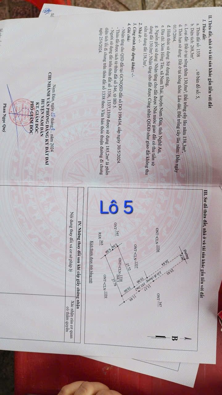 Đất nền Nam Thái, Nghệ An 268m² chỉ 2.5 triệu/m² - Cơ hội đầu tư hiếm!