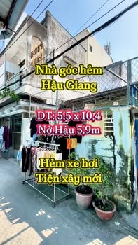 Nhà góc mặt tiền Hậu Giang Quận 6, 57.75m² giá 5 tỷ - Tiện xây mới và kinh doanh!
