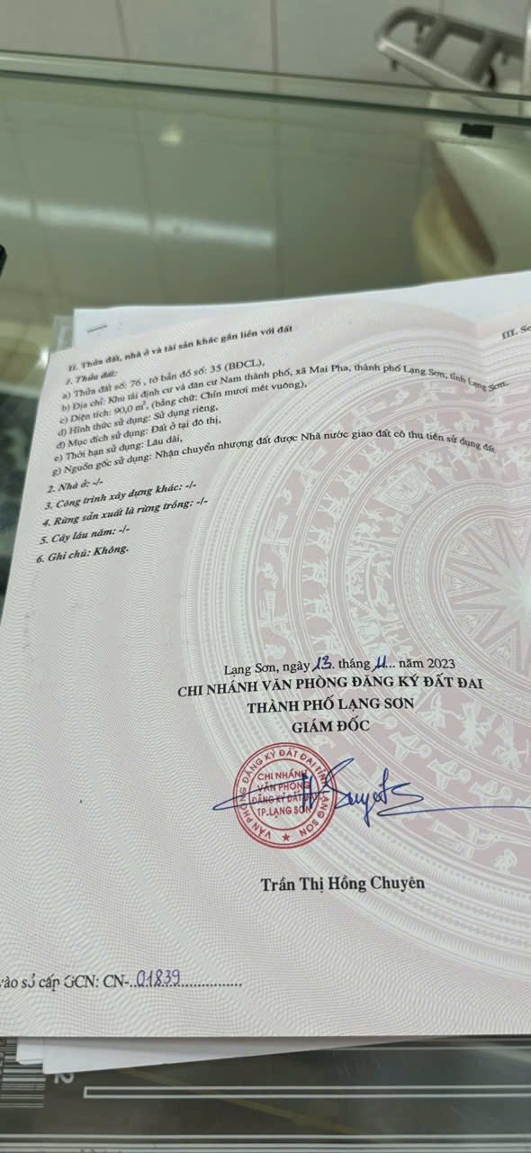 Lô đất TĐC Mai Pha 90m² giá 3.3 tỷ - Hướng Tây Bắc, không vướng cống!