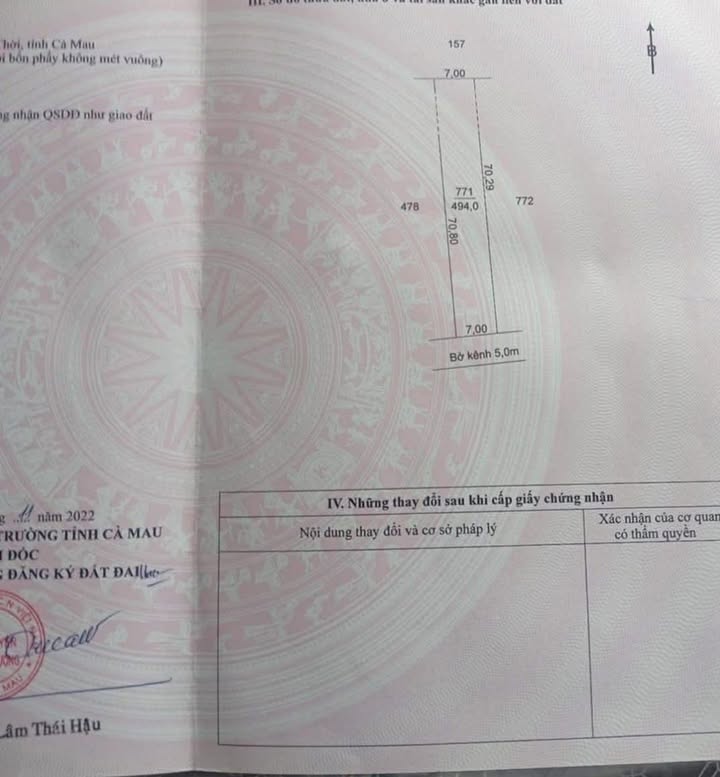 Đất nền chính chủ Sông Đốc Cà Mau 490m² giá chỉ 300 triệu - Pháp lý đầy đủ!