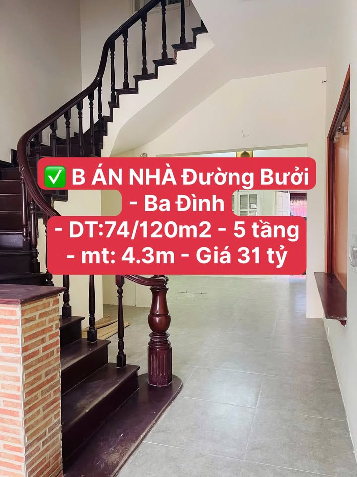 Nhà Bưởi - Ba Đình 74m² giá 30 tỷ - Thiết kế hiện đại, giao thông thuận tiện!