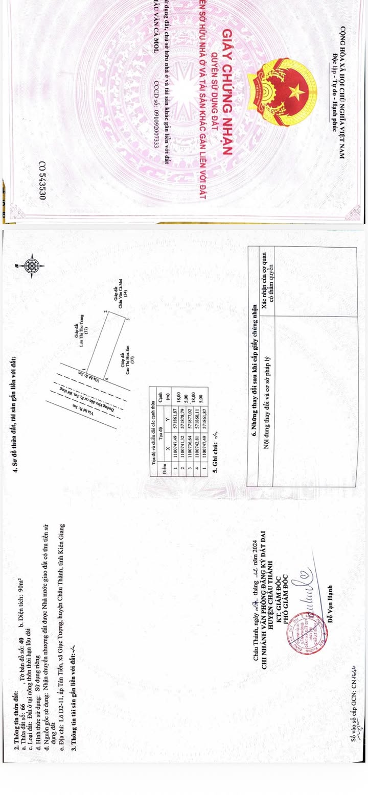 Đất nền 90m² tại xã Giục Tượng, Châu Thành, Kiên Giang - Giá chỉ 600 triệu, thương lượng!