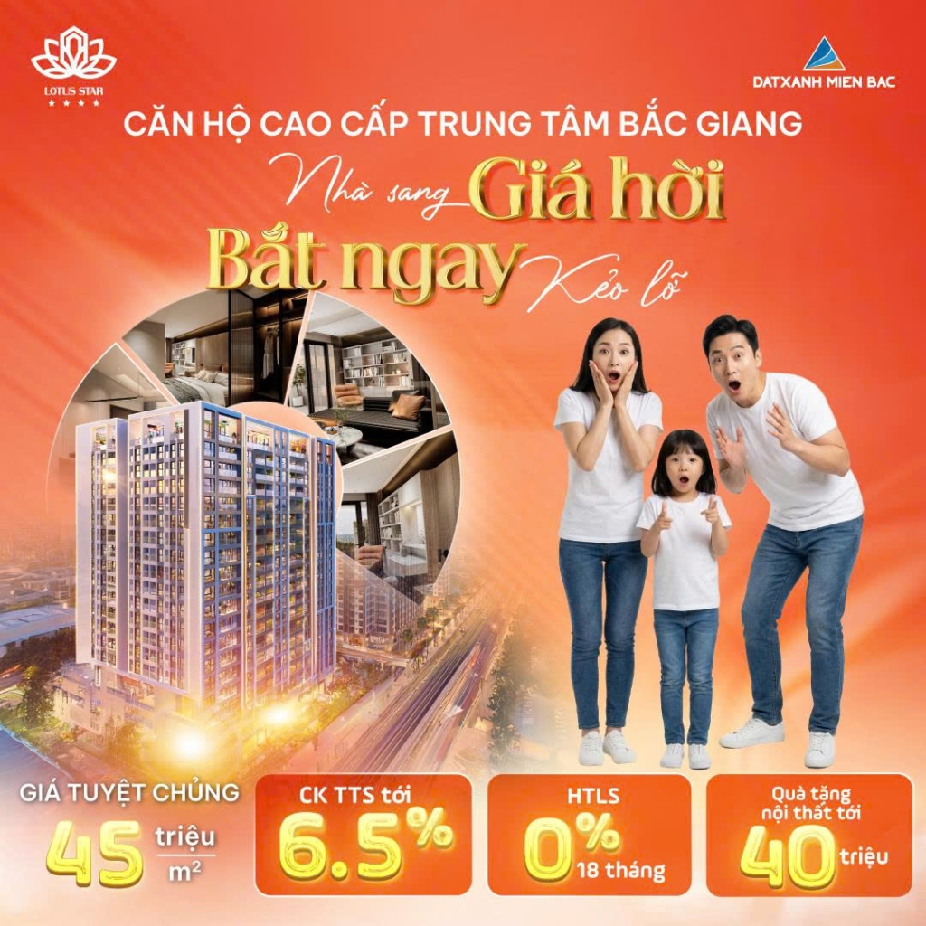 Căn hộ Lotus 1 Bắc Giang 68m² giá 2 tỷ - Lựa chọn hoàn hảo cho gia đình trẻ!