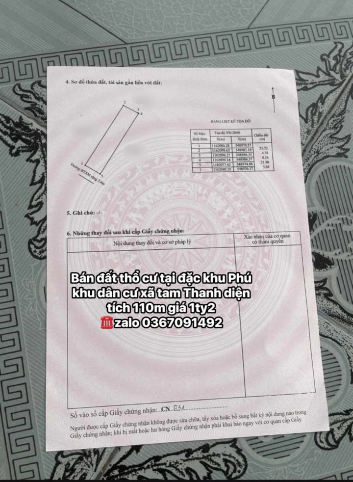 Đất thổ cư Tam Thanh 110m² giá 1.2 tỷ - Đường xe chạy tới đất!